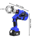 Heavy Duty Hydraulic Crimping Tool Electric With 12 Dies And Rechargeable Battery For Heat Shrink Connectors Terminal Wire Cable, 34cm size.