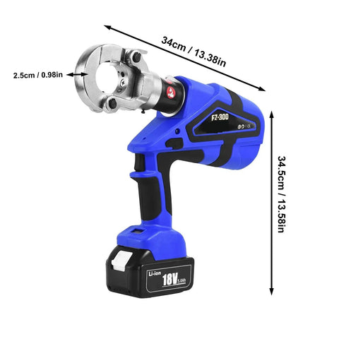 Heavy Duty Hydraulic Crimping Tool Electric With 12 Dies And Rechargeable Battery For Heat Shrink Connectors Terminal Wire Cable, 34cm size.