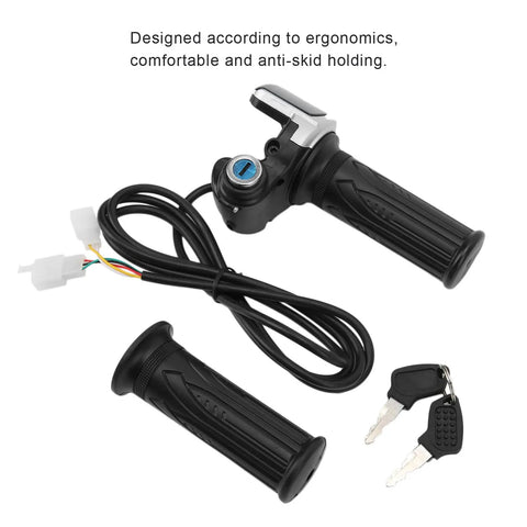 48V Twist Throttle With LED Display For Ebikes Scooters And Mini Bikes Long One Point Six Meter Cable Fits Seven Eighths Inch Handlebars Universal Electric Bike Throttle With Grip Lock Key Set Ideal For Commuter And Weekend Ride