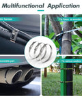 Heavy Duty 28 Inch 304 Stainless Steel Zip Ties Locking Cable Ties 250Lb Tensile shown in various uses on pipes, tree, exhaust