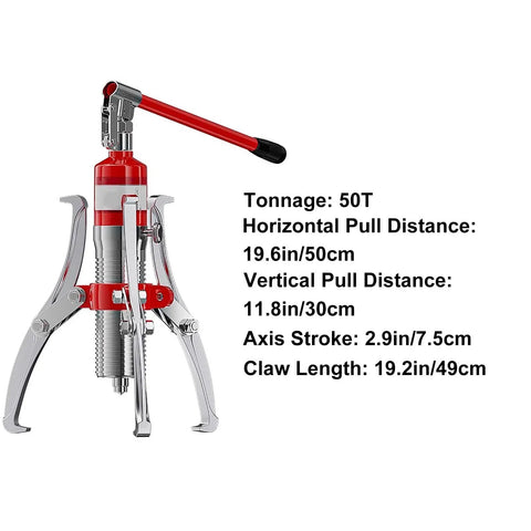 50T Hydraulic Bearing Puller And Gear Separator Tool with forged alloy steel and specifications display