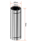 LM10LUU linear bearings 10mm bore with rubber seals for CNC and 3D printers, showing 19mm OD and 55mm length, 2-pack