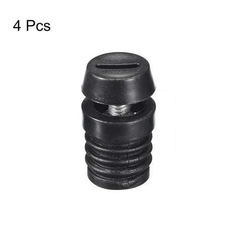 4 Pcs Round Tube Leveling Inserts With Adjustable Feet For 19mm OD Tubes M6 1.0mm Thread Black Plastic End Caps close-up