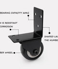 Two Pack Swivel Caster Wheels With L Shaped Plate, 50mm Diameter Silent Caster Replacement, Black rubber wheel, side view