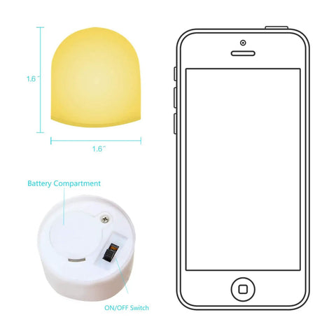 Color Changing Mini LED Night Light 7 Color Rainbow Mood Lighting Cordless Battery Powered Pack Of 12 size comparison