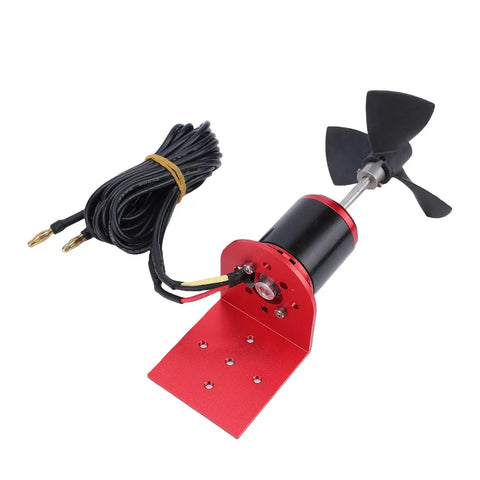 High Power RC Boat Underwater Thruster with 3-Blade Propeller, brushless motor, metal body, cable; delivers 6 kg thrust for remote control boats