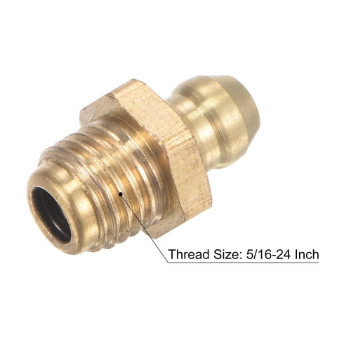 Brass Straight Grease Fittings Assortment Five Sixteenth Inch To Twenty Fourth Thread Hydraulic Fittings Kit Ten Pieces Close-up