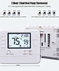 5/1/1 Day Programmable Heat Pump Thermostat For 2H/1C Systems With Aux Emergency Heat, DIY Install, 4.5 Inch Display, front and back