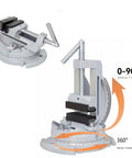 Heavy Duty Drill Press Vise With 0 To 90 Degree Tilt And 360 Degree Swivel Base, 3 Inch Jaws For Precision Metalworking, Ideal Milling And Drilling Fixture With Aluminum Body, Angled, Secure Workholding For DIY And Pros, 0-90 tilt, 360 swivel