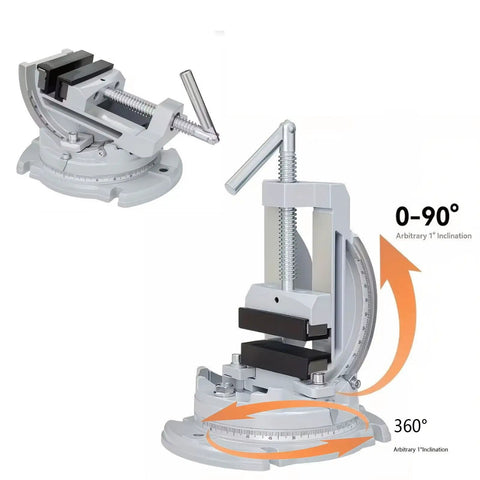 Heavy Duty Drill Press Vise With 0 To 90 Degree Tilt And 360 Degree Swivel Base, 3 Inch Jaws For Precision Metalworking, Ideal Milling And Drilling Fixture With Aluminum Body, Angled, Secure Workholding For DIY And Pros, 0-90 tilt, 360 swivel