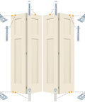 Two Pack Bifold Door Hardware Repair Kit With Top And Bottom Brackets Pivots And Spring Loaded Guide Wheel for installation