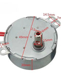 Heavy Duty AC 220V Synchronous Motor Running Like A Smooth Operator At 5 To 6 RPM With Serious 4 kgf Cm Torque For Microwave Trays And Reliable Fan Builds showing top view with measurements.