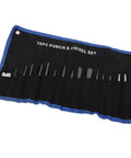 16 Piece Mechanics Punches And Chisel Set With Taper Punch, Pin Punch, Center Punch And Cold Chisels in a black roll-up case