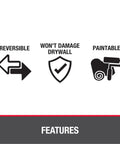 Features of No Sweat Flush Or Surface Mount Wall Access Panel With Uv Resistant Finish: reversible, won't damage drywall, paintable.