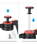 Close-up of 0.53 Gallon Garden Sprayer Hand Pump With Adjustable Nozzle And Trigger Lock Portable Do It All Multipurpose Sprayer