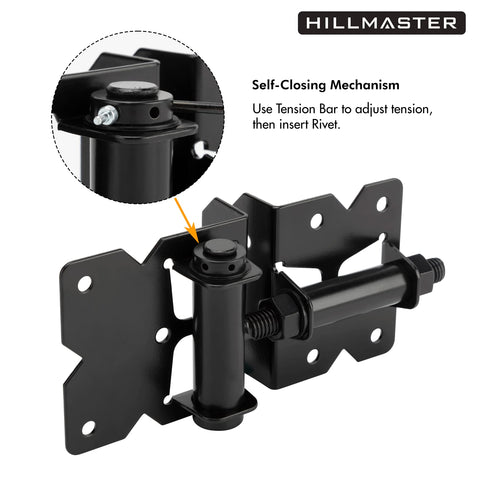 Two Pack Self Closing Gate Hinges For Wood And Vinyl Fences Heavy Duty Gate Closers With 22 Screws Swing Adjuster Tool