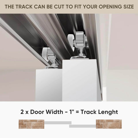 Two Door Heavy Duty Aluminum Sliding Closet Door Hardware Kit With Finger Pulls, Supports Up To One Hundred Fifty Pounds