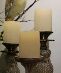 Outdoor IP44 Flameless LED Pillar Candles Set Of 3 With Remote And Timer Warm White Weather Resistant