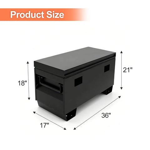 Built Tough 36 Inch Heavy Duty 16 Gauge Fully Welded Steel Tool Box With Mechanical Lid Support And Sturdy Bottom Feet For Work Trucks Trailers And Garage Bays