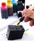 High Flow 27 Gauge Luer Lock Refilling Tips for Inks, 100 Pack, Five Eighths Inch Length, Stainless Steel and Plastic, Straight and Screw In Ports, Great for Scientific Labs, Industrial Use and Ink Refill Projects used to refill an ink cartridge