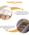Six Piece Pink Plastic Underwear Drawer Organizer Set Smooth Dresser Storage Dividers with neatly arranged socks and underwear.