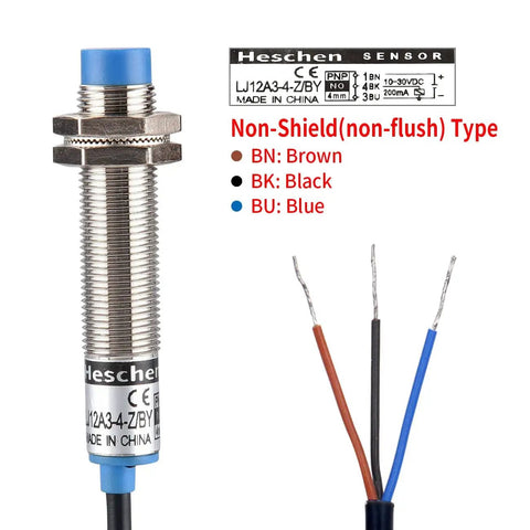 M12 Proximity Sensor Inductive Non Shield Type With 4mm Sensing Distance Detects Magnetic Metal PNP Normally Open 3 Wire