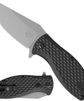 Badger EDC Folding Knife With Sandvik 14C28N Blade Ball Bearing Pivot G10 Scales Grid Lock Ambidextrous Deep Carry Clip Tumbled Stone Finish For Serious Everyday Carry And Hard Use, open and closed
