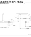 Technical diagram of Matte Black 8 Inch Adjustable Wall Mount Kitchen Faucet With Solid Brass Construction Drip Free Ceramic Disc Cartridge Center.