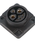 Built Tough IP67 Waterproof Male Female Energy Storage Connector 500V 50A Heat Beater Flame Resistant Socket Plug angled view.