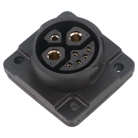 Built Tough IP67 Waterproof Male Female Energy Storage Connector 500V 50A Heat Beater Flame Resistant Socket Plug angled view.