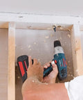 Person using power drill with 12 Inch Daredevil Spade Bit Extension With 1/4 Inch Hex Shank And Full Cone Threaded Tip Power Groove