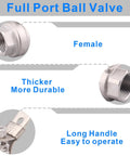 Two-pack stainless steel 304 full-port ball valves with locking lever and long handle, 1/2-inch NPT