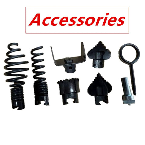 Various cutters for Drain Cleaning Cable 60 Feet Long 5/8 Inch With Six Cutters Hollow Core Sewer Snake For Stubborn Clogs.