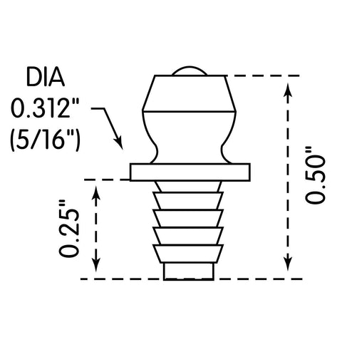 LUMAX LX-3505-10 straight drive grease fitting; 0.50 in long, 0.312 in dia, serrated shank for 3/16 in hole