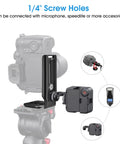 Versatile DSLR L Bracket For Quick Portrait To Landscape Swaps With Quick Release Plate mounted with accessories