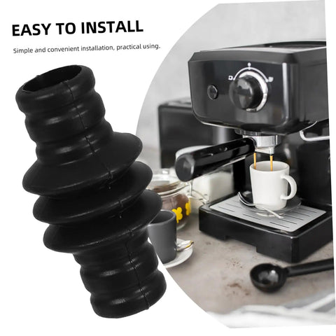 Steam Wand Rubber Guard Sleeve Heat Insulation Accessory For Espresso Machines next to coffee setup with black espresso machine