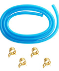 Heavy Duty Flexible Blue Motorcycle Fuel Line Hose 3.28 Feet With Kink Resistant Build And 4 Clamps For Smooth Fuel Flow Monitoring, blue PVC tube