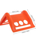 Orange plastic corner protector for trucks with measurements, part of the Orange 20 Pack Plastic Flatbed Edge And Corner Protectors.