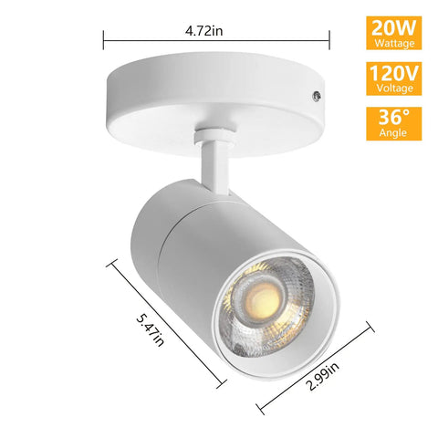Three Color Temperature Dimmable Ceiling Spotlight Kit With Adjustable Directional LED Lights 20W 2000 Lumen Flush Mount Mood Lighting