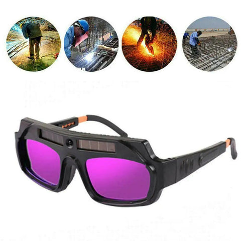 Auto Darkening Welding Goggles Mask Solar Powered Safety Glasses With PC Lens UV Protection Anti Fog Eye Shield displayed on white background