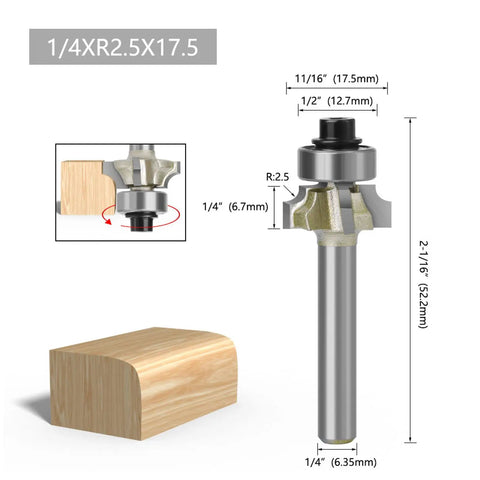 Cool Roundover Router Bit With Razor Sharp Tungsten Carbide Tips And Serious Anti Kickback Safety For Smooth Hardwood Cutting And Plywood Trimming Jobs, 1/4 inch size.
