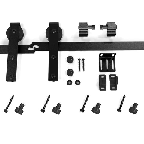 4Ft Sliding Barn Door Hardware Kit For Cabinets And Closets Single Door Track Set Fits 24 Inch Doors Half Inch Thick Black Steel