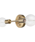 Two Light Matte Brass Vanity Light With Open Sockets Reversible Mount For Horizontal Or Vertical Install Glam Bathroom Lighting