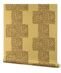Luxe Gold Abstract Dots Metallic Wallpaper Featuring Rich Fibrous Texture And Glamorous Shine To Bring Sick Vibes To Any Room Eco Friendly Pvc Free Type I Wall Covering Class A Fire Rated Made In Usa Paste The Wall Application in gold with brown dot pattern, single roll, 2 by 27 ft.