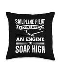 Soaring Sailplane Pilot Throw Pillow For Aviation Enthusiasts And Glider Lovers Gift For Aviation Nerds And Flight Fans