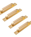 4-pack of 5-Inch Brushed Gold Cabinet Pulls With Base Plate Aluminium Alloy for kitchen cabinets and barn gates, ergonomic design