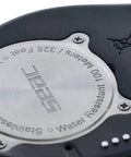 Back view of dive computer, stainless steel case, 328 feet water resistant, Get Your Hands On This Awesome Scuba And Freediving Dive Computer