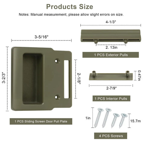 Heavy Duty Sliding Screen Door Handle Kit Replacement For A Series Hinged And Sliding Patio Doors 1982 To Present product sizes