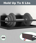Heavy Duty Magnetic Spice Rack For Fridge Side holding a spice container with gray coating on black shelf, space-saving design.