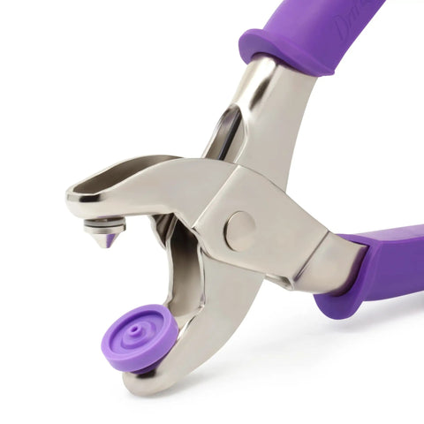 Beefy Heavy Duty Snap Pliers Kit For Size 24 5 8 Inch Metal Snap Fastener Tool Purple Handheld Snap Setter close-up view